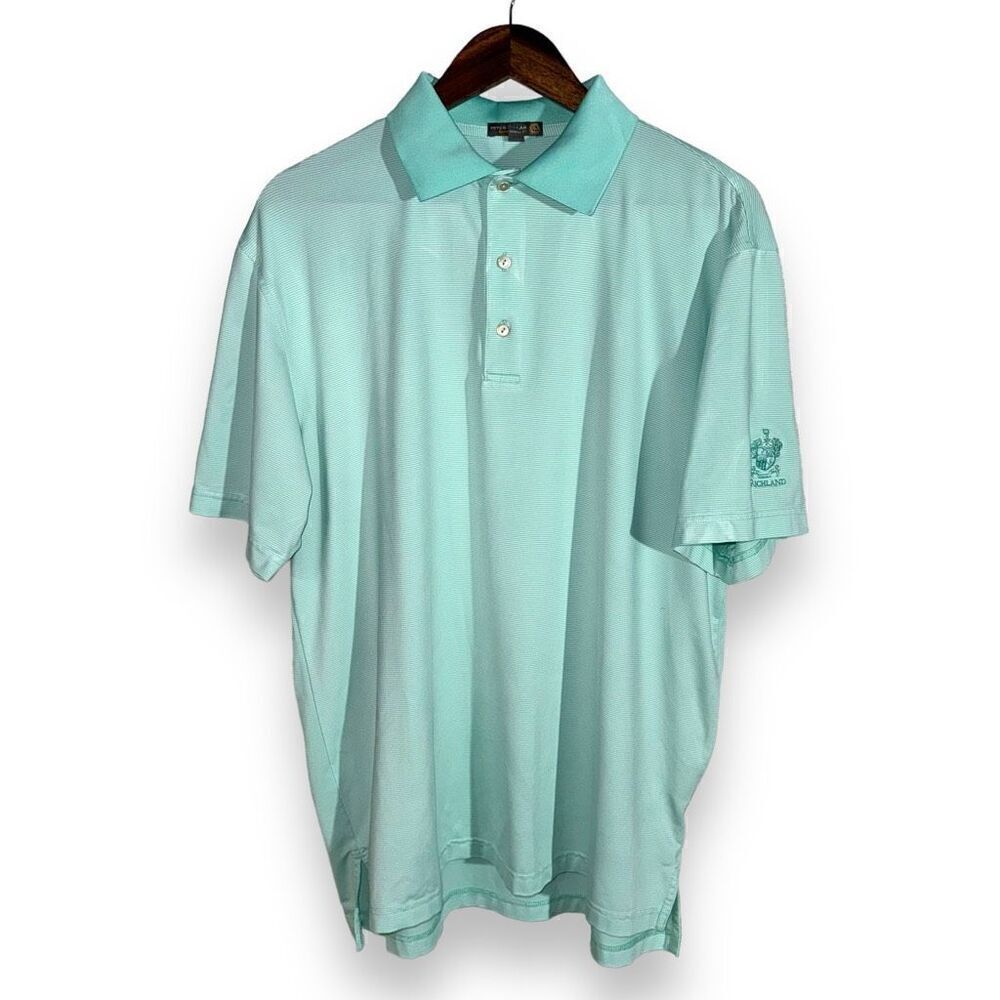 Peter Millar Teal Blue Summer Comfort Golf Polo Shirt Size L